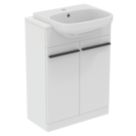 Ideal Standard i.life A Semi-Countertop Floorstanding Basin Unit With Black Handles & Basin Matt White 600mm x 300mm x 835mm