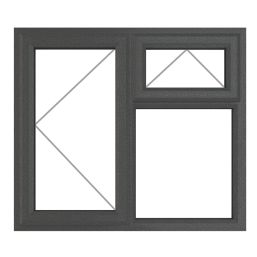 Crystal  Left-Hand & Top Opening Clear Triple-Glazed Casement Anthracite on White uPVC Window 1190mm x 1040mm