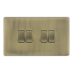 LAP  20A 16AX 4-Gang 2-Way Switch  Antique Brass with Colour-Matched Inserts