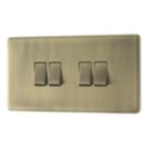 LAP  20A 16AX 4-Gang 2-Way Switch  Antique Brass with Colour-Matched Inserts