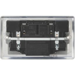 Knightsbridge  13A 2-Gang SP Switched Socket + 4.0A 20W 2-Outlet Type A & C USB Charger Brushed Chrome with Grey Inserts