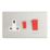 Contactum Lyric 45A 2-Gang DP Cooker Switch & 13A DP Switched Socket Brushed Steel  with White Inserts