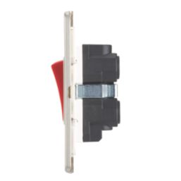 Contactum Lyric 45A 2-Gang DP Cooker Switch & 13A DP Switched Socket Brushed Steel  with White Inserts