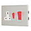 Contactum Lyric 45A 2-Gang DP Cooker Switch & 13A DP Switched Socket Brushed Steel  with White Inserts