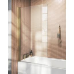 ETAL Dakota Semi-Framed Brushed Brass Hinged Bath Screen Non-Handed 780mm x 1400mm