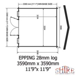 Shire Epping 3 12' x 12' (Nominal) Apex Timber Log Cabin