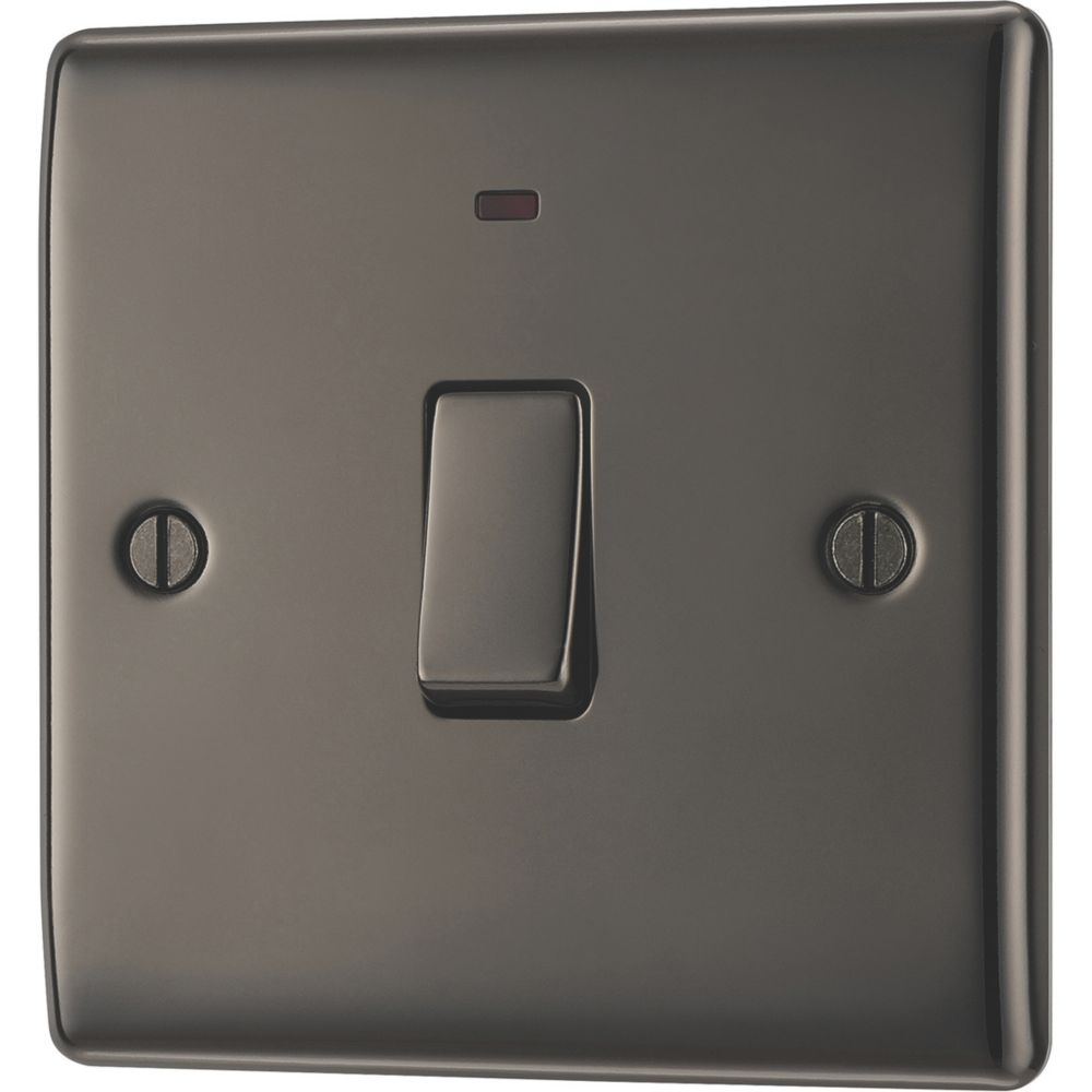 British General Nexus Metal 20A 1-Gang DP Control Switch Black Nickel with LED