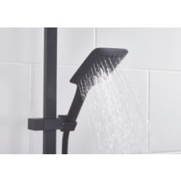 Bristan Quadrato Rear-Fed Exposed Black Thermostatic Adjustable Rigid Riser Bar Shower