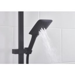 Bristan Quadrato Rear-Fed Exposed Black Thermostatic Adjustable Rigid Riser Bar Shower