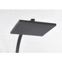 Bristan Quadrato Rear-Fed Exposed Black Thermostatic Adjustable Rigid Riser Bar Shower