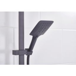 Bristan Quadrato Rear-Fed Exposed Black Thermostatic Adjustable Rigid Riser Bar Shower