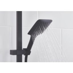 Bristan Quadrato Rear-Fed Exposed Black Thermostatic Adjustable Rigid Riser Bar Shower