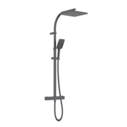 Bristan Quadrato Rear-Fed Exposed Black Thermostatic Adjustable Rigid Riser Bar Shower