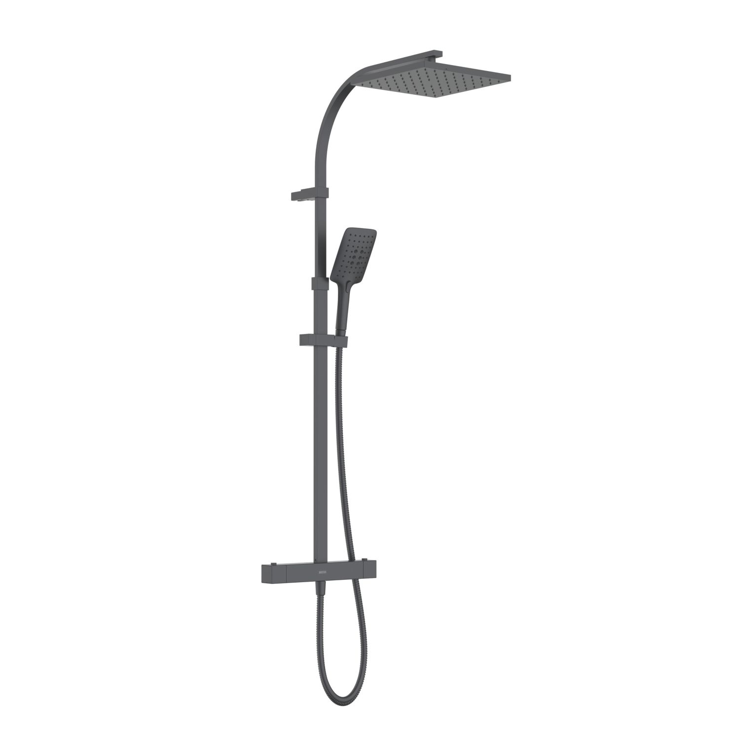Bristan Quadrato Rear-Fed Exposed Black Thermostatic Adjustable Rigid Riser Bar Shower (330AJ)
