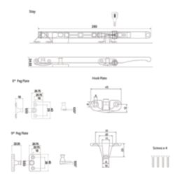 Fab & Fix Classic Locking Window Stay Bar Polished Gold 280mm