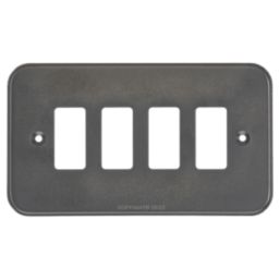 Knightsbridge  4-Module Grid Metal Clad Faceplate Black