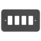 Knightsbridge  4-Module Grid Metal Clad Faceplate Black