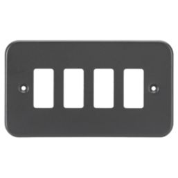 Knightsbridge  4-Module Grid Metal Clad Faceplate Black