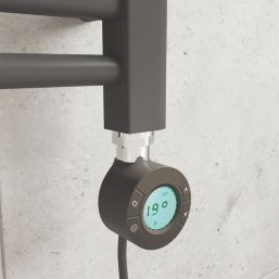 Flomasta 1200mm x 400mm 1364BTU Black Flat Electric Towel Radiator