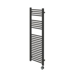Flomasta 1200mm x 400mm 1364BTU Black Flat Electric Towel Radiator