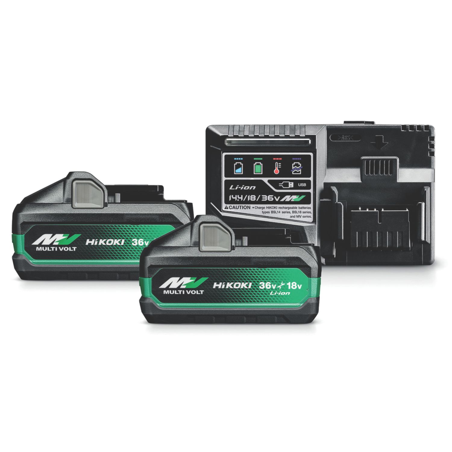 HiKOKI HIKU18YSL3JJ 36/18V 4.0/8.0Ah Li-Ion Multi Volt MV Battery & Charger Starter Set 3 Pieces (331EV)
