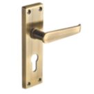 Designer Levers Victorian Fire Rated Long Straight Lever Euro Lock Door Handle Pair Antique Brass