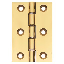 Polished Brass  Double Phosphor Bronze Washered Butt Hinges 76 x 51mm 2 Pack