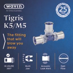 Wavin Tigris K5 Multi-Layer Composite Press-Fit Equal Tee 20mm 10 Pack
