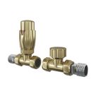 ETAL Danva 15mm x 1/2" Brushed Brass Straight Modern Thermostatic Radiator Valve & Lockshield