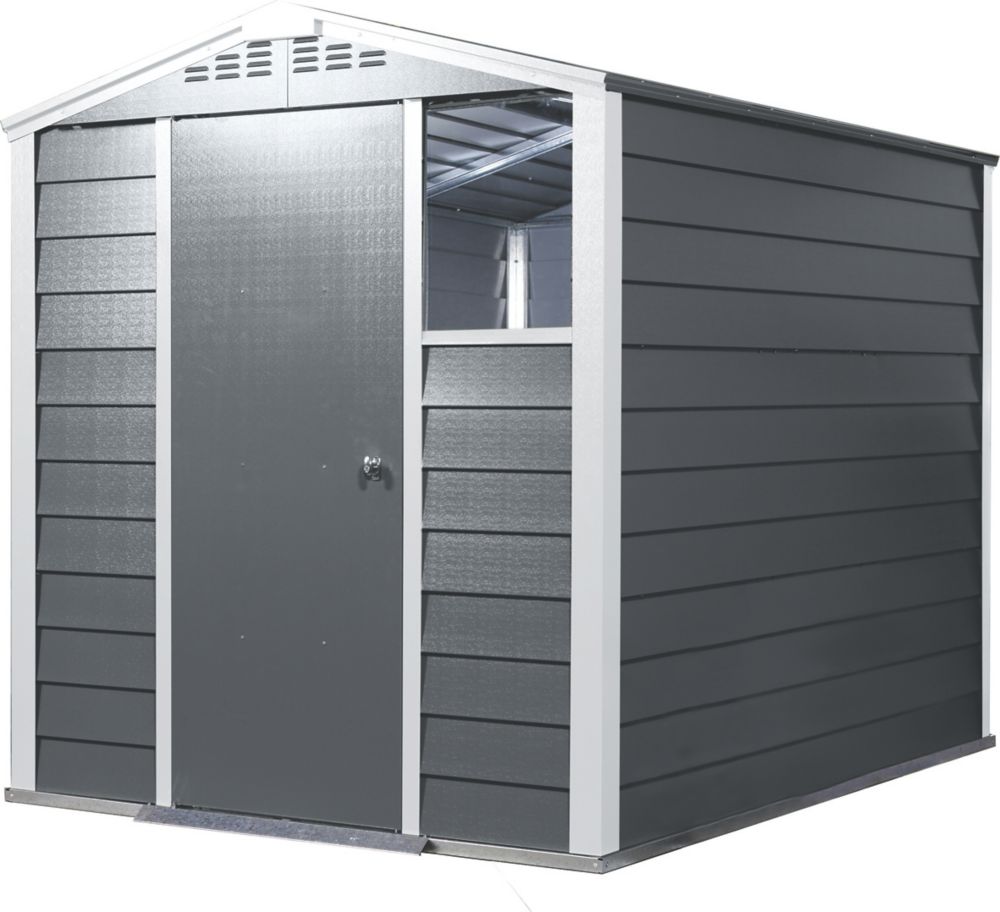Trimetals Titan 640 6' 6" x 5' (Nominal) Apex Metal Shed 2Tone Grey
