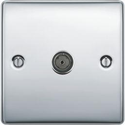 British General Nexus Metal 1-Gang Single TV Socket Polished Chrome