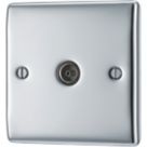 British General Nexus Metal 1-Gang Single TV Socket Polished Chrome