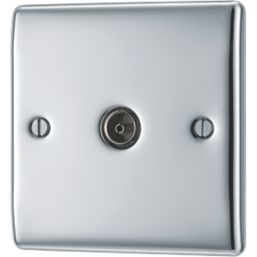 British General Nexus Metal 1-Gang Single TV Socket Polished Chrome