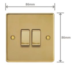 Varilight  10A 2-Gang 2-Way Light Switch  Polished Brass with Colour-Matched Inserts