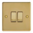 Varilight  10A 2-Gang 2-Way Light Switch  Polished Brass with Colour-Matched Inserts