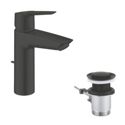 Grohe Start Matt Black 192mm Standard Lever Mono Basin Mixer Tap  With Pop-Up Waste
