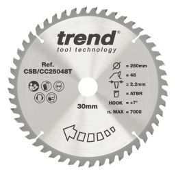 Trend  Wood/Chipboard/MDF Mitre Saw Blade 250mm x 30mm 48T