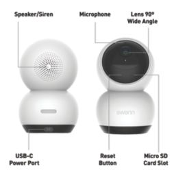 Swann SWIFI-SE2KPT-EU Mains-Powered White Wired 2K Indoor Round Pan & Tilt Security Camera