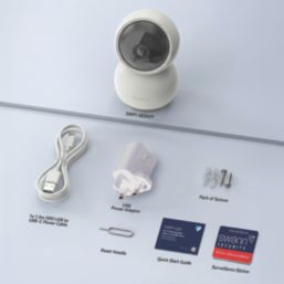 Swann SWIFI-SE2KPT-EU Mains-Powered White Wired 2K Indoor Round Pan & Tilt Security Camera