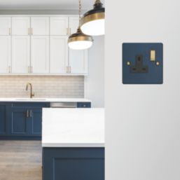 Varilight  13A 1-Gang 2-Pole Switched Socket Midnight Blue  with Black Inserts