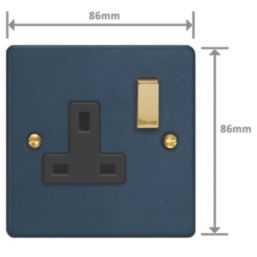 Varilight  13A 1-Gang 2-Pole Switched Socket Midnight Blue  with Black Inserts