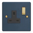 Varilight  13A 1-Gang 2-Pole Switched Socket Midnight Blue  with Black Inserts