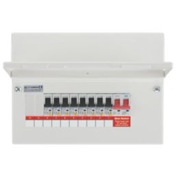 British General Fortress 12-Module 8-Way Populated  Main Switch Consumer Unit