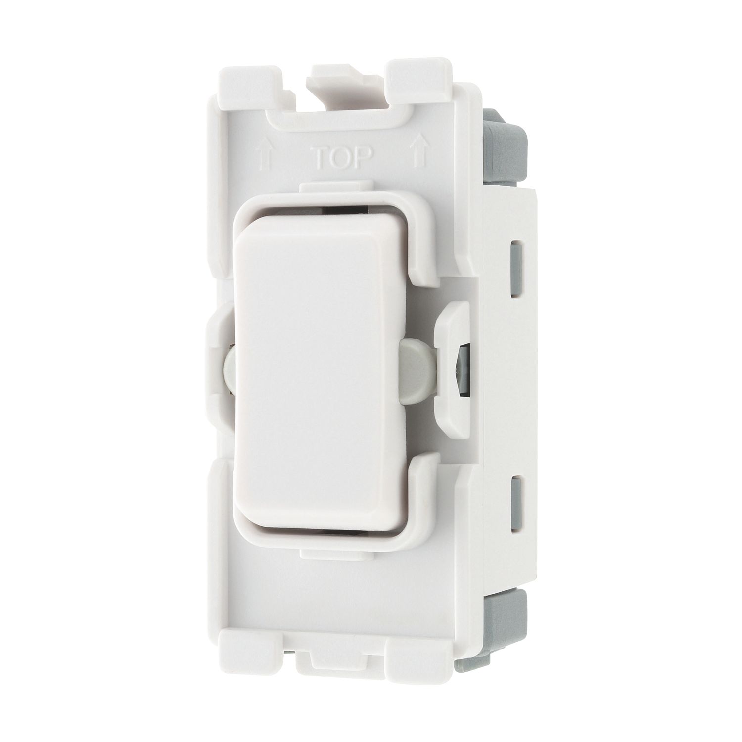 British General Nexus 800 Grid 20A 2-Way Grid Retractive Switch Module 'Press' Off Centre White (332RF)