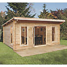 Forest Mendip 16' 6" x 13' (Nominal) Pent Timber Log Cabin with Assembly
