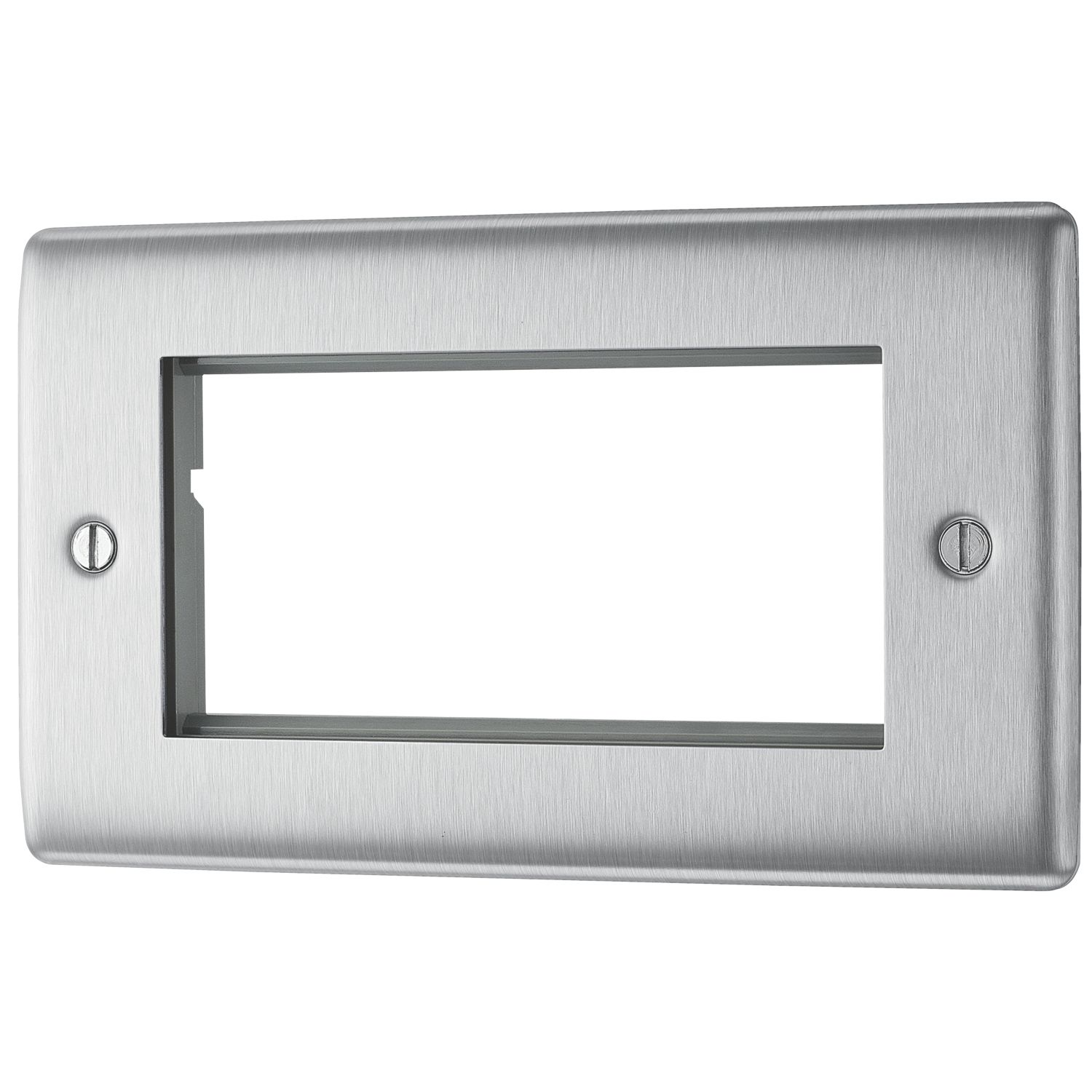 British General Nexus Metal 4-Module Modular Faceplate Brushed Steel (332XG)