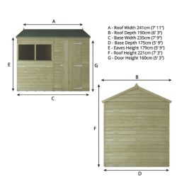 Mercia Value 7' 6" x 6' (Nominal) Reverse Apex Overlap Timber Shed