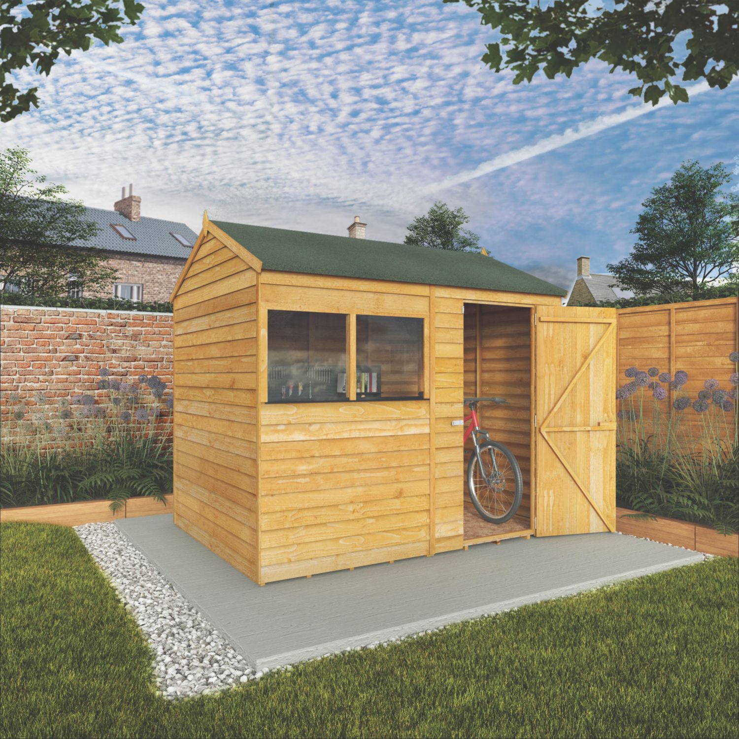 Mercia 7' 6" x 6' (Nominal) Reverse Apex Overlap Timber Shed (332YL)