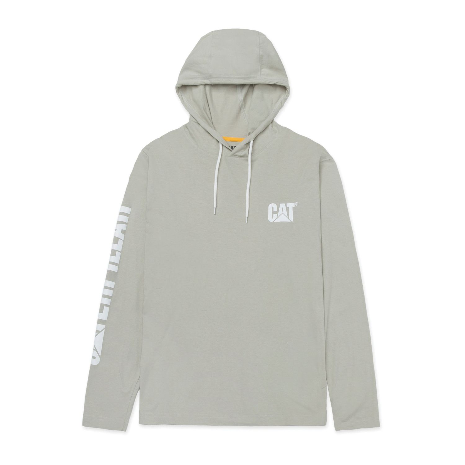 CAT Long Sleeve Hooded T-Shirt Beige Small 35" Chest (332YR)