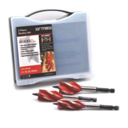 Armeg Wood Beaver Hex Shank 4-Flute Auger Wood Stubby Drill Bit Set 3 Pieces